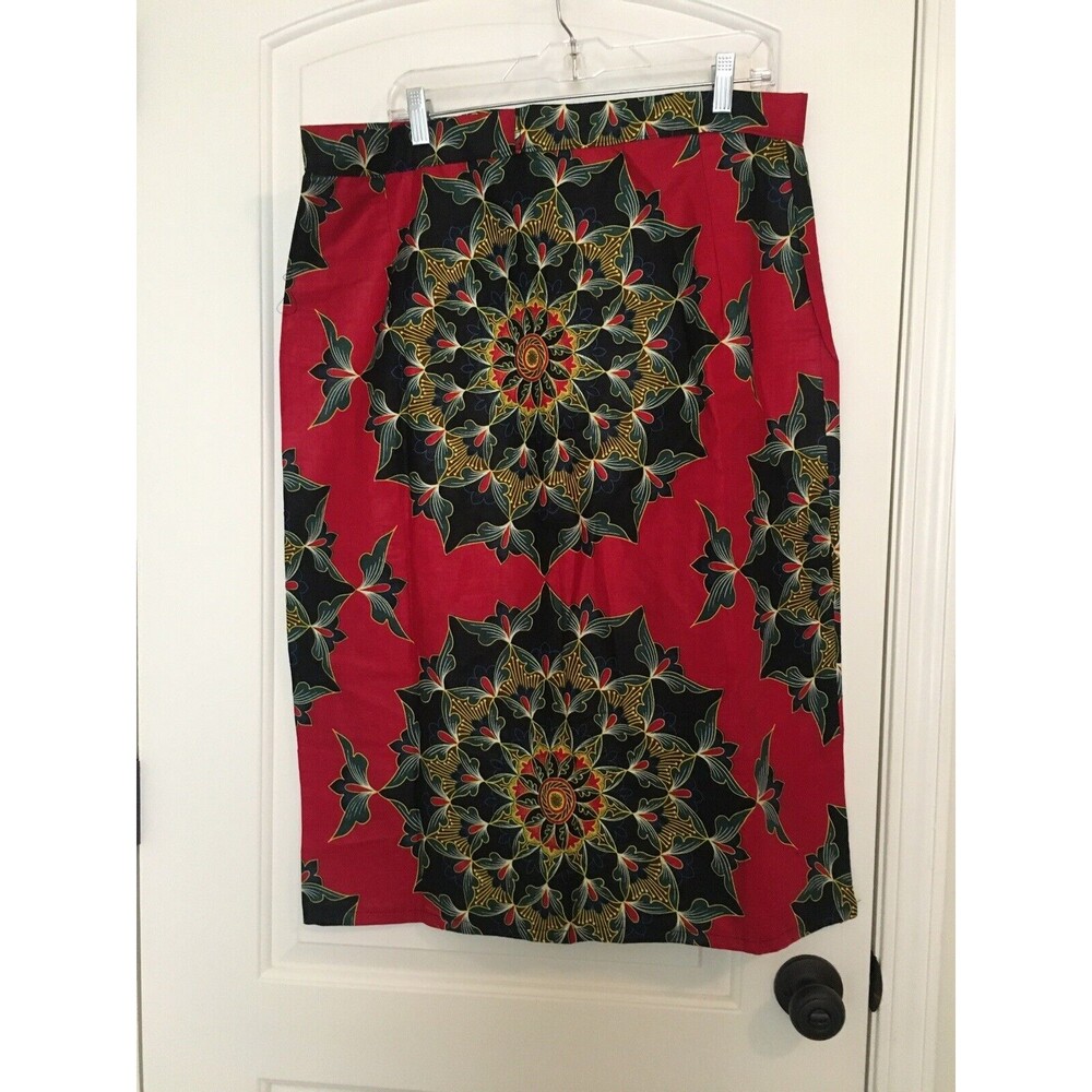 Vintage Printed Unlined Midi Skirt Women's Size Unknown Multi-Color